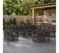 vidaXL Set Divano da Giardino 14 pz Grigio e Grigio Scuro polyrattan