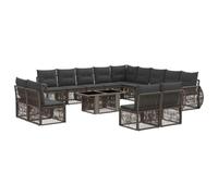 vidaXL Set Divano da Giardino 14 pz Grigio e Grigio Scuro polyrattan