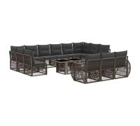 vidaXL Set Divano da Giardino 14 pz Grigio e Grigio Scuro polyrattan
