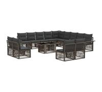 vidaXL Set Divano da Giardino 14 pz Grigio e Grigio Scuro polyrattan