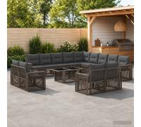 vidaXL Set Divano da Giardino 14 pz Grigio e Grigio Scuro polyrattan