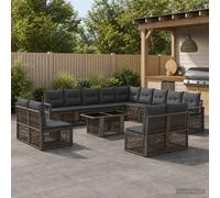 vidaXL Set Divano da Giardino 14 pz Grigio e Grigio Scuro polyrattan