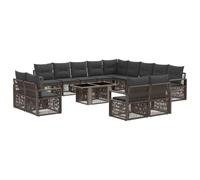 vidaXL Set Divano da Giardino 14 pz Grigio e Grigio Scuro polyrattan