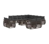 vidaXL Set Divano da Giardino 14 pz Grigio e Grigio Scuro polyrattan