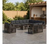 vidaXL Set Divano da Giardino 14 pz Grigio e Grigio Scuro polyrattan