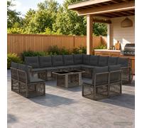 vidaXL Set Divano da Giardino 14 pz Grigio e Grigio Scuro polyrattan