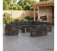 vidaXL Set Divano da Giardino 14 pz Grigio e Grigio Scuro polyrattan