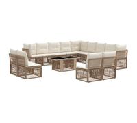 vidaXL Set Divano da Giardino 14 pz Grigio polyrattan