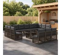 vidaXL Set Divano da Giardino 14 pz Grigio polyrattan