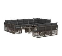 vidaXL Set Divano da Giardino 14 pz Grigio polyrattan