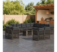 vidaXL Set Divano da Giardino 14 pz Grigio polyrattan