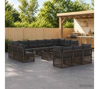 vidaXL Set divano da giardino, 14 pezzi, grigio polyrattan, set divano da giardino moderno, resistente alle intemperie, design modulare, eleganti sedili per esterni