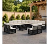 vidaXL Set Divano da Giardino 14 pz Nero polyrattan