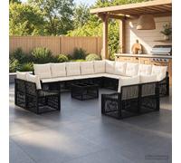 vidaXL Set di divani da giardino, 14 pezzi, colore nero polyrattan, divano da giardino modulare e resistente alle intemperie, set di comodi posti a sedere, mobili lounge da esterno