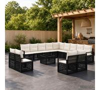 vidaXL Set di divani da giardino, 14 pezzi, colore nero polyrattan, divano da esterno moderno in rattan, resistente alle intemperie, design modulare, cuscini in schiuma facili da pulire