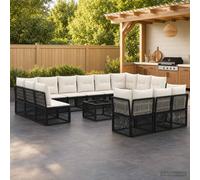 vidaXL Set Divano da Giardino 14 pz Nero polyrattan