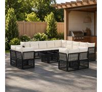 vidaXL Set Divano da Giardino 14 pz Nero polyrattan