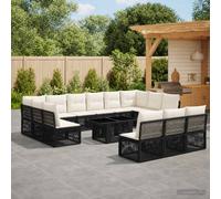 vidaXL Set Divano da Giardino 14 pz Nero polyrattan