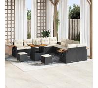 vidaXL Set Divano da Giardino 17 pz 10-Numero di posti Nero e Crema