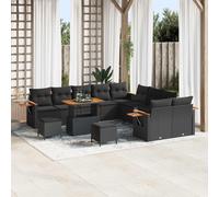 vidaXL Set Divano da Giardino 17 pz 10 posto Nero polyrattan