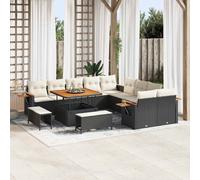 vidaXL Set Divano da Giardino 17 pz 12-Numero di posti Nero e Crema