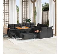 vidaXL Set Divano da Giardino 17 pz 12-Numero di posti Nero polyrattan