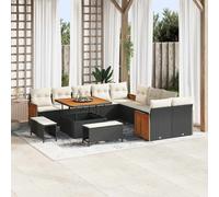 vidaXL Set Divano da Giardino 17 pz 12 posto Nero e Crema polyrattan