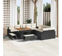 vidaXL Set Divano da Giardino 17 pz 12 posto Nero e Crema polyrattan