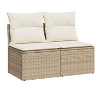 vidaXL Set Divano Giardino 2 pz con Cuscini Beige in Polyrattan Acacia, Set Divano da Patio, Set Divano in Rattan PE, Set arredo da Giardino