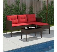 vidaXL Set Divano da Giardino 2 pz Marrone e Rosso polyrattan