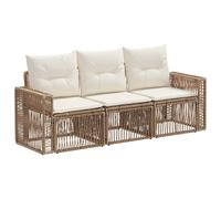 vidaXL Set di divani da giardino, 3 pezzi, beige e bianco crema, divano moderno per esterni, seduta modulare resistente alle intemperie, ideale per giardino, patio, terrazza e altro ancora