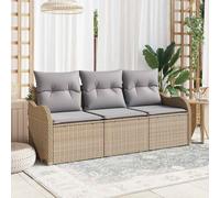 vidaXL Set Divano da Giardino 3 pcs Beige Poly Rattan