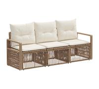 vidaXL Set Divano da Giardino 3 pcs Beige polyrattan