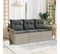 vidaXL Set Divano da Giardino 3 pcs Grigio chiaro Poly Rattan