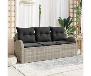 vidaXL Set Divano da Giardino 3 pcs Grigio chiaro Poly Rattan