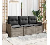 vidaXL Set Divano da Giardino 3 pcs Grigio Poly Rattan