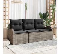vidaXL Set Divano da Giardino 3 pcs Grigio Poly Rattan