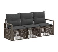 vidaXL Set Divano da Giardino 3 pcs Grigio polyrattan