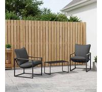 vidaXL Set di divani da giardino 3 pezzi nero e antracite, set di mobili moderni per giardino, sedie chic all'aperto, comode sedie a sdraio e poltrone