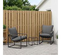 vidaXL Set Divano da Giardino 3 pcs Nero e antracite Acciaio, Set di mobili da giardino chic, lounge elegante per patio, comode sdraio con schienale