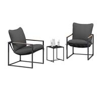 vidaXL Set di divani da giardino, 3 pezzi, nero e antracite, in acciaio, mobili da esterno, moderni, set da giardino e terrazza, patio in acciaio, sedie eleganti, sedili durevoli