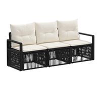 vidaXL Set Divano da Giardino 3 pcs Nero polyrattan