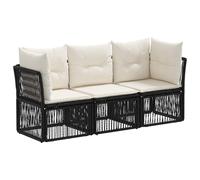 vidaXL Set di divani da giardino, 3 pezzi, nero, in rattan sintetico, set di divani da giardino modulari, resistenti al tempo, comfort regolabile per rilassarsi all'aria aperta