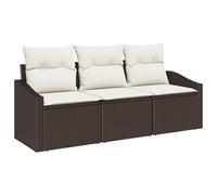 vidaXL Set di Divani da Giardino 3 Pezzi con Cuscini Marrone in Rattan Sintetico Seduta Esterna Elegante per Patios Design Confortevole e Durevole Assemblaggio Facile. Arredamento da Patio Divani Mode