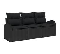 vidaXL Set Divani da Giardino 3 Pezzi con Cuscini Rattan Poly Nero Resistente agli Agenti Atmosferici Seduta Moderna per Esterni Mobili Patio per Persone Cuscini Imbottiti con Cerniera
