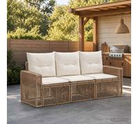 vidaXL Set di divani da giardino, 3 pezzi, beige e bianco crema, divano moderno per esterni, seduta modulare resistente alle intemperie, ideale per giardino, patio, terrazza e altro ancora