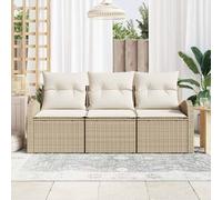 vidaXL Set Divano da Giardino 3 pz Beige e bianco Poly Rattan