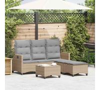 vidaXL Set Divano da Giardino 3 pz con Cuscini a L Beige in Polyrattan
