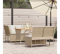 vidaXL Set Divano da Giardino 3 pz con Cuscini Beige in Polyrattan