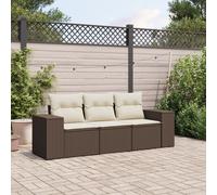 vidaXL Set Divano da Giardino 3 pz con Cuscini Marrone in Polyrattan